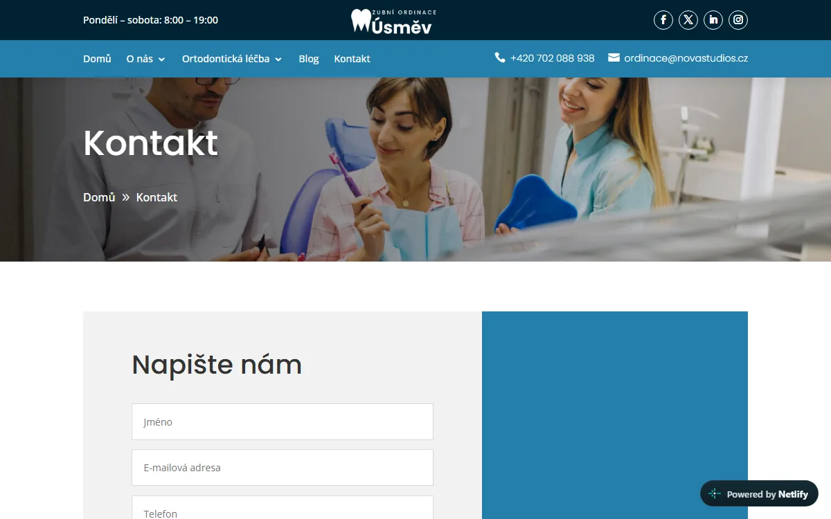 Web pro zubní ordinaci — Kontakt